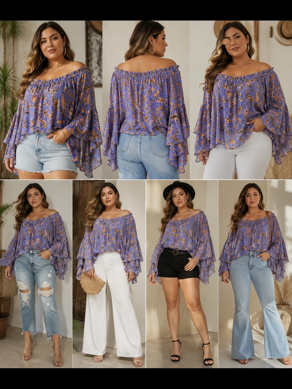 Live 4 Truth Purple Floral Off-Shoulder Flowing Blouse